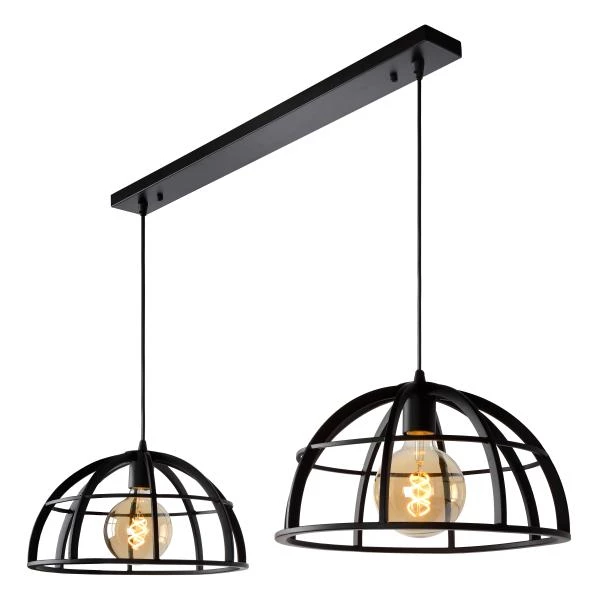 Lucide DIKRA - Hanglamp - 2xE27 - Zwart - detail 3